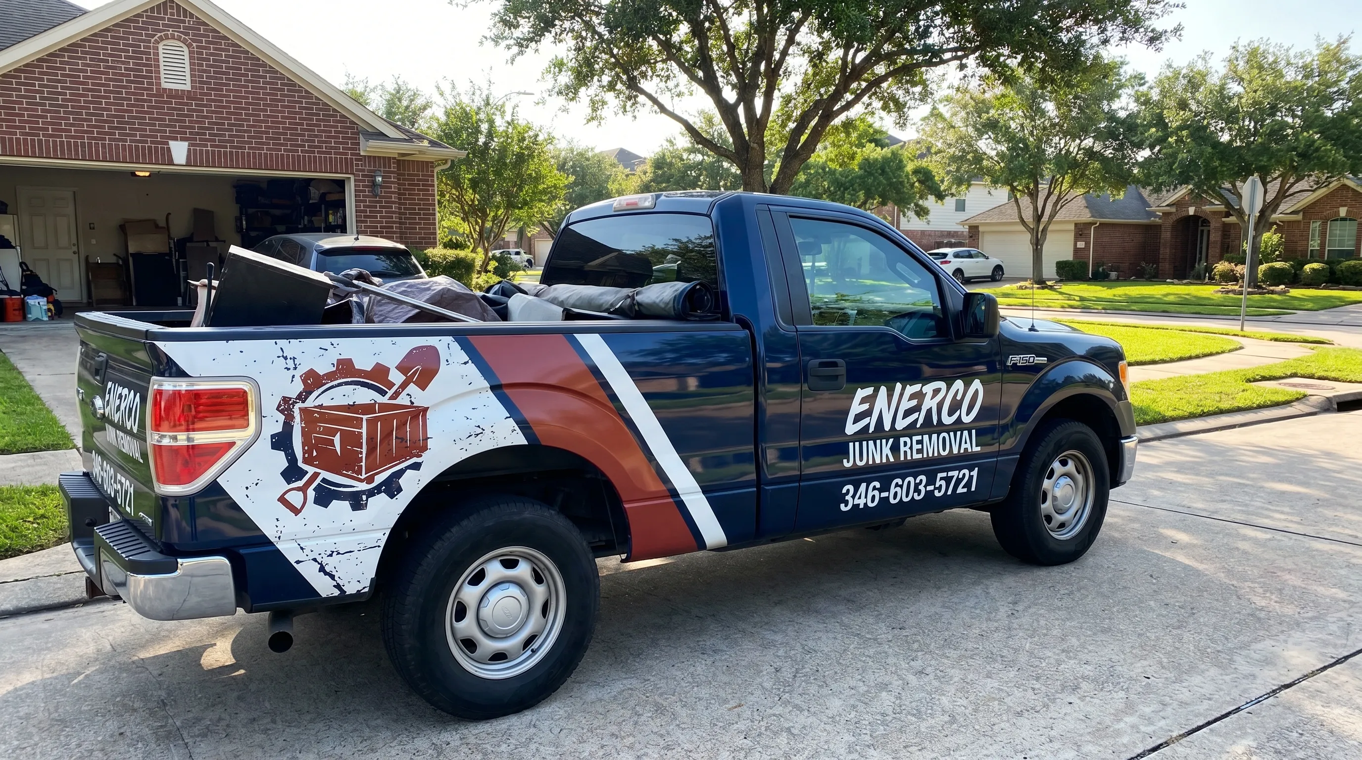 Enerco Junk Removal crew loading junk in Houston, TX